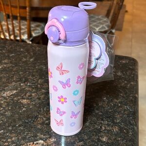 Purple and Pink Butterfly Kids Water Bottle